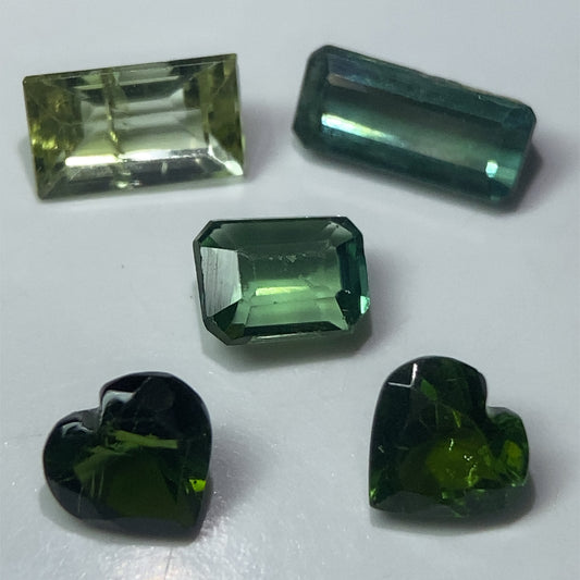 Bluish-Green Tourmaline Set of Five